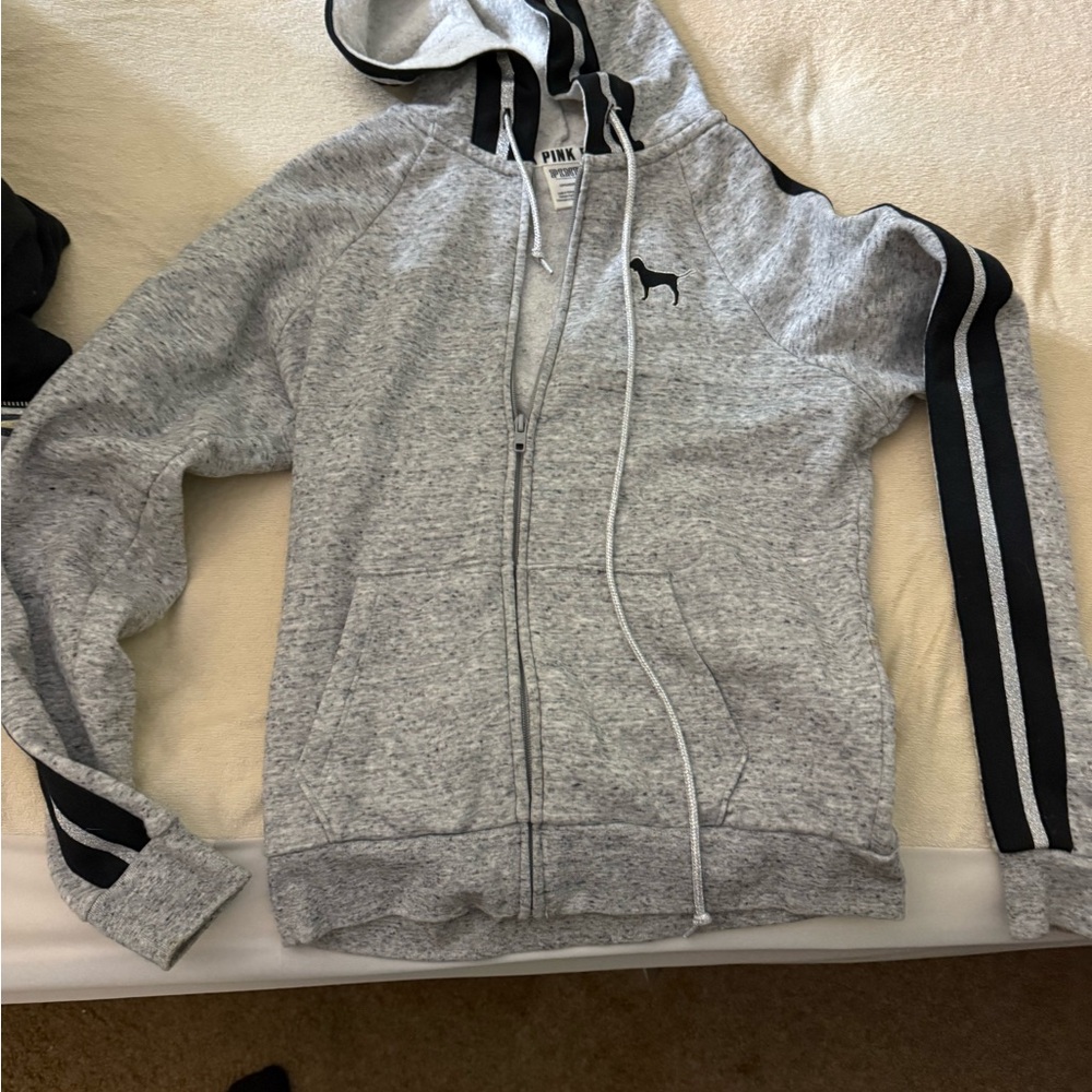 PINK Victoria's Secret Gray Hoodie with Black Accents